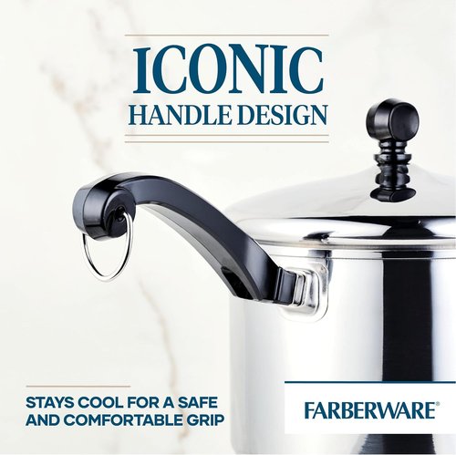 Farberware Classic Stainless Steel 3-Quart Covered Straining Saucepan - Durable Silver Design