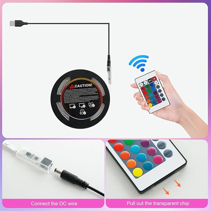 USB 32.8ft LED Strip Lights Color Changing LED Tape Lights with IR Remote Controller and Dimmable LED Strip for Bedroom Cabinet Bar