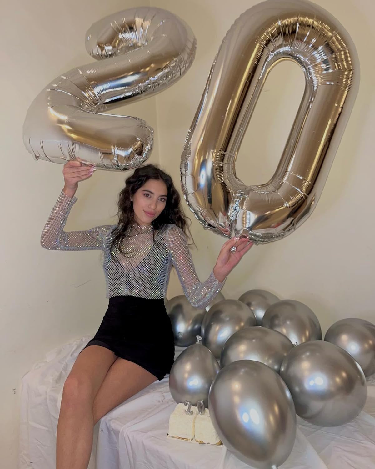 Silver Number 40 Balloon - 40 Inch Giant Foil Balloon for 40th Birthday Party Decorations