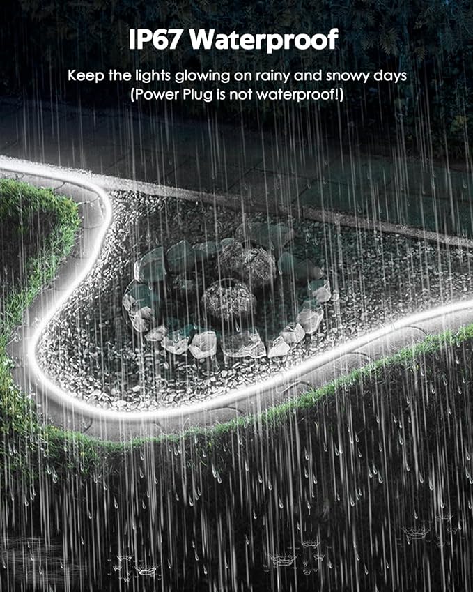 COB Led Strip Lights 150FT AC110V 120V Flexible LED Outdoor Rope Light Waterproof One Roll 6000K Daylight White 288Leds/M 45M Led Tape Lights Plug in IP67 for Holiday Decor