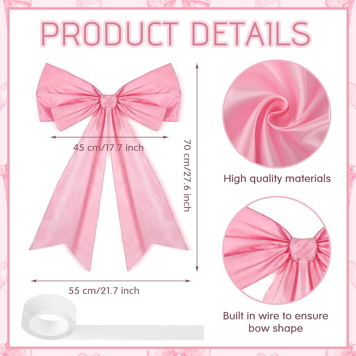 Skiennix Large Pink Coquette Bow - 27.6 x 21.7 Inches | Perfect for Birthdays, Bachelorette Parties & Weddings