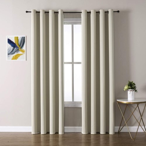 ChrisDowa Room Darkening Curtains - 108-Inch Long Grommet Blackout Panels Set | Thermal Insulated Beige