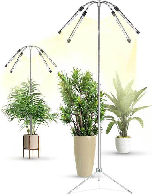 Grow Lights for Indoor Plants Full Spectrum,15-62 Inches Height Adjustable Dsektop and Standing Plant Growing Lights with Detachable Tripod Stand for Large and Small Plants, Auto On/Off Timer
