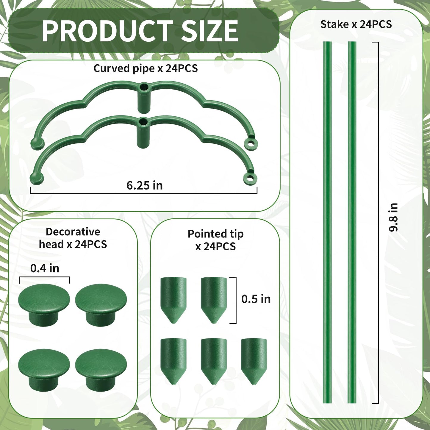 Moiggonoy 24 Pack Plant Support Stakes Sets - Versatile Plant Cages, Stackable Garden Flower Support， Small Plant Stakes for Indoor Plants,Tomato,Monstera, Peony, Hydrangea, Climbing Plants