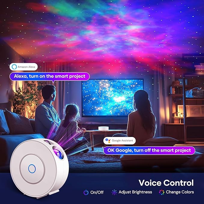 Galaxy Projector for Bedroom, Star Projector,Smart APP Memory Setting, Compatible with Alexa & Google Home, for Kids Adults Bedroom,Room Decor,Game Room,Party (Yellow Star+Remote)