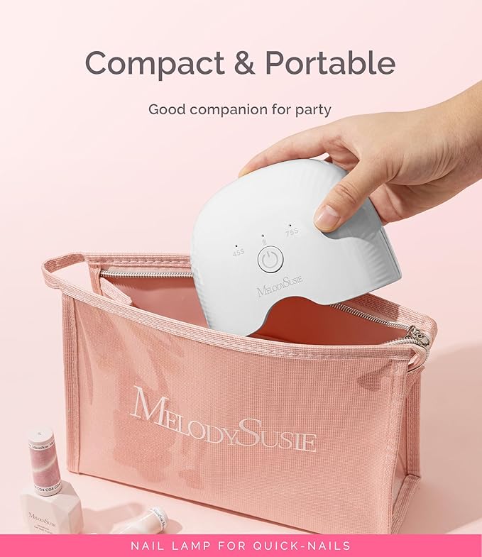 MelodySusie Mini Cordless UV Nail Lamp, P-ART06G Rechargeable Portable LED UV Light with Smart Sensor, 4-Finger Curing for All Soft Gels, Especially Half-Cured Gel, Base Coat & Top Coat, White