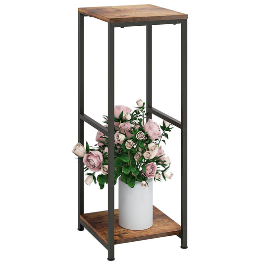 NOAMOO 32 inch Tall Metal Wood Plant Stand, Tier Potted Plant Shelf for Indoor, Flower Pot Holder for Corner Living Room Patio Balcony Garden, Kitchen and Bathroom Display Rack, Brown