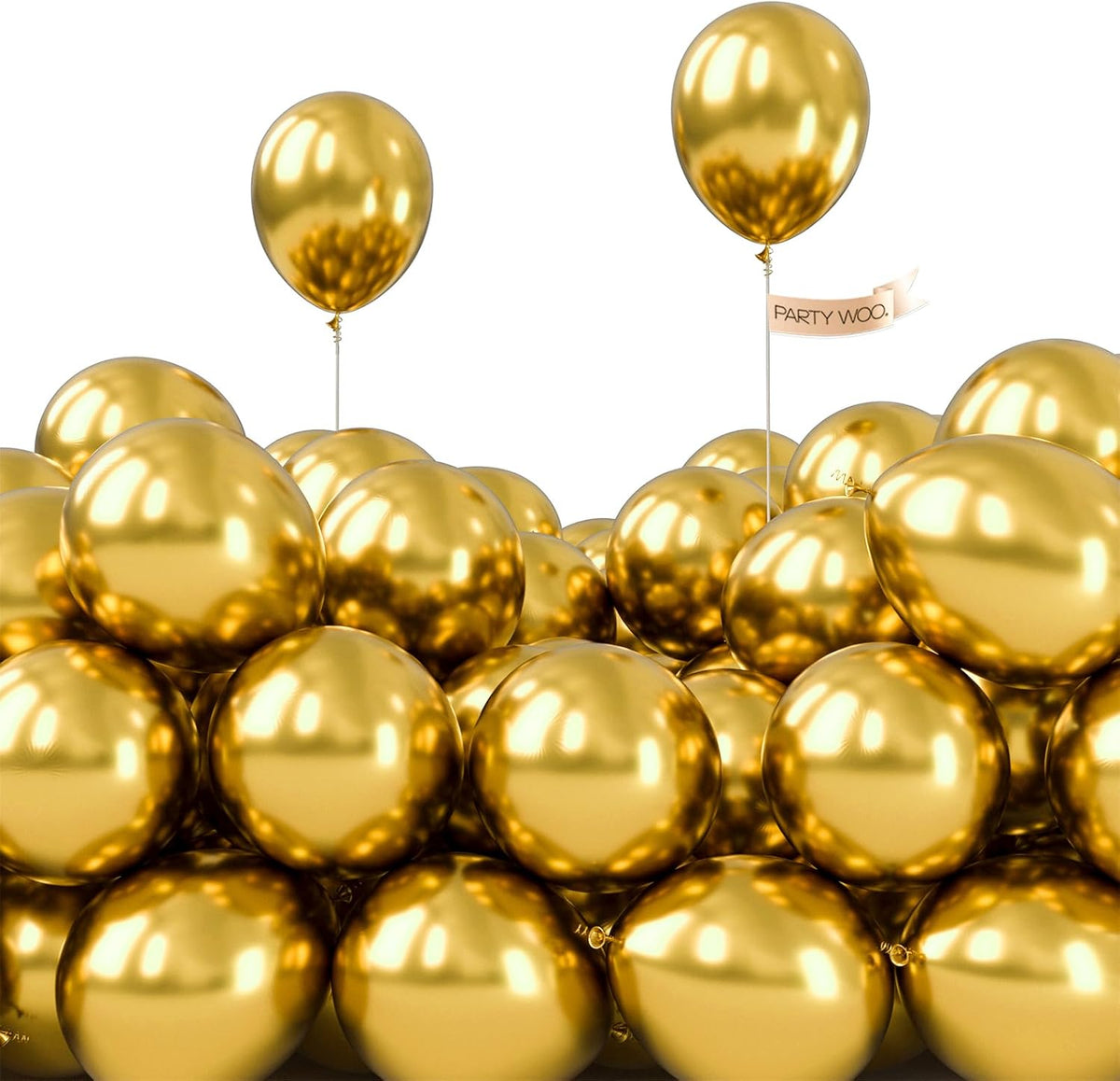 PartyWoo Metallic Gold Balloons - 50pcs Mini 5-Inch Chrome Latex for Graduation & Events | Gold-G101