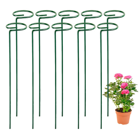 HOMEANING 10PCS Plant Support Stakes for Flowers, Garden Metal Single Stem Plant Support, Garden Flower Support for Indoor Plants Tomatoes, Amaryllis, Orchid, Peony, Lily, Rose -15.9Inch