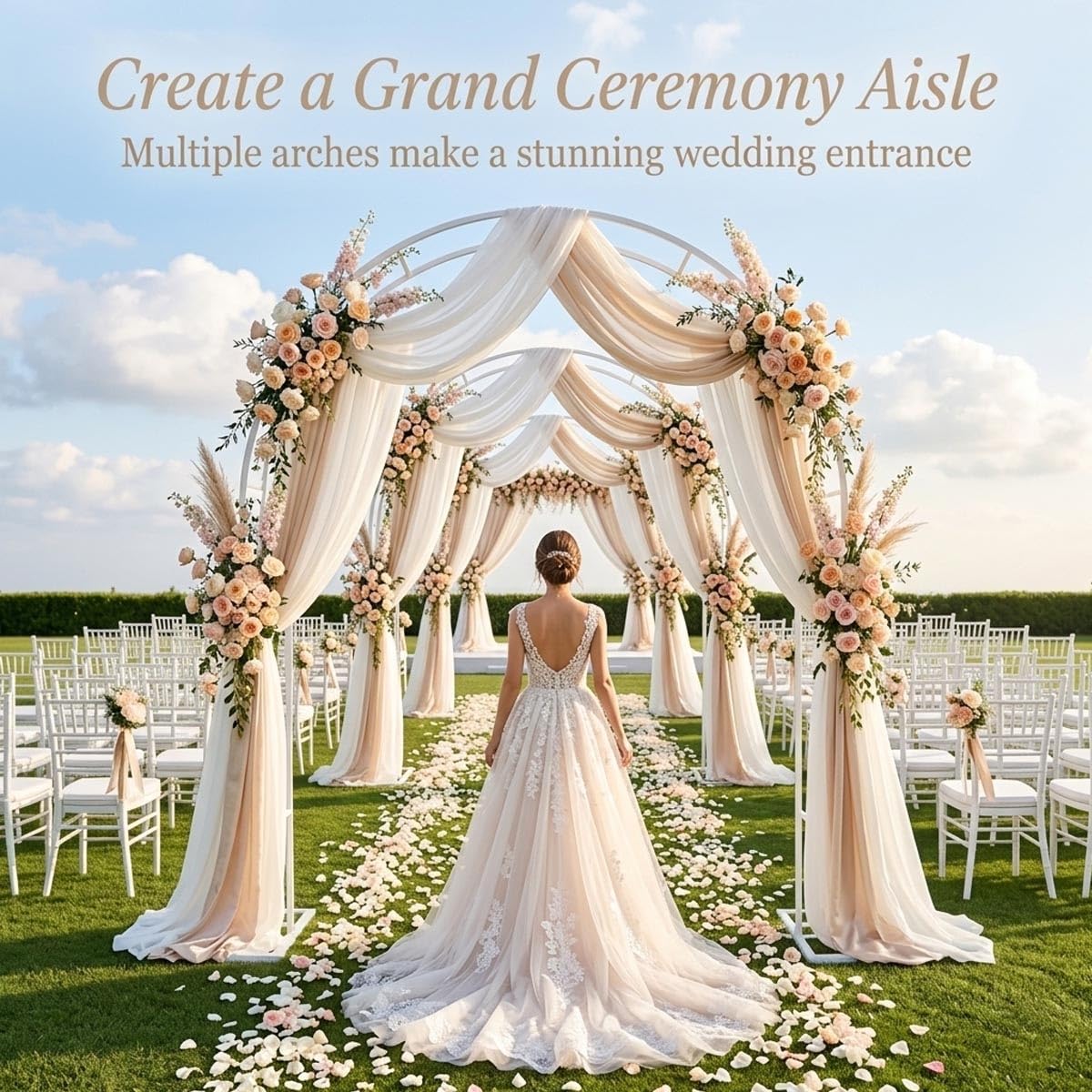 Garden Arch Trellis for Climbing Plants, Metal Outdoor Archway Arbor Stand Frame for Wedding Ceremony, Backyard Raised Bed Cucumber Vines, Floral Decorations 4.6ft 7.8ft 11ft(White,W7.87ft*H7.22ft)