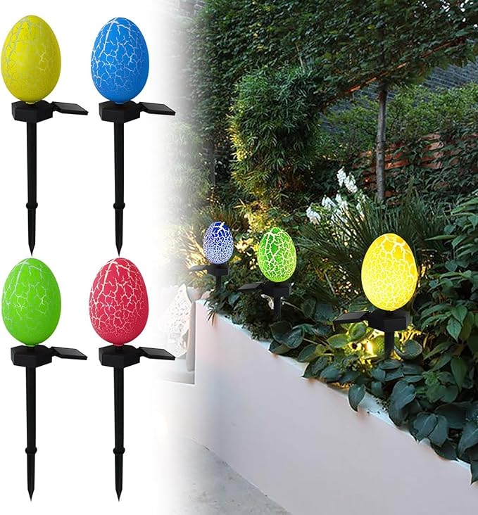 Easter Egg Lights Outdoor, Waterproof Solar Garden Lights for Easter Decorations, Garden Layout Night Light Wall Lamps Easter Ambient Light Decor for Courtyard Patio Yard Pathway Lawn Office (C)