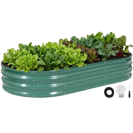INNO STAGE Galvanized Raised Garden Bed, 6x3x1FT Oval Metal Raised Garden Beds for Vegetables, Rust-Resistant & Easy Assembly, Outdoor Planter Box for Gardening, Flowers, Herbs (Green)