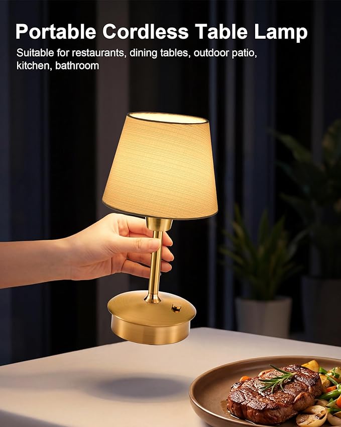 UMEXUS 2 Pack Small Cordless Table Lamp, 5200mAh Battery Operated Touch Lamps for Restaurant Dinner Table Rechargeable Dimmable Portable Night Light for Bedside Dining Room Patio Kitchen Outdoor