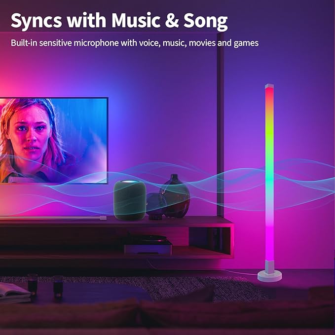 DIY Corner Floor Lamp with Remote Control, RGB Corner Lamp 59 IN (150 CM), LED Smart Standing lamp Light with Music Sync, 16 Million Colors, Ambient Lighting for Bedroom/Living Room/Game Room