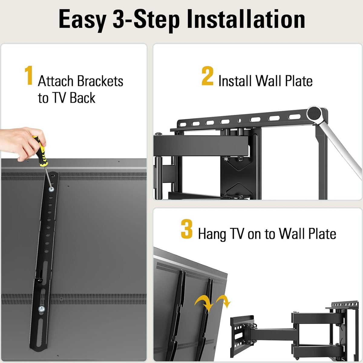 Mounting Dream TV Wall Mount - Full Motion Bracket for 32-65 Inch TVs | Swivel & Tilt, Max VESA 400x400 mm, 99lbs Capacity