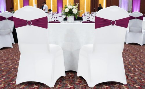 MDS Spandex Chair Sashes - Premium Stretch Covers with Buckle Slider for Weddings & Events | Eggplant, Pack of 75
