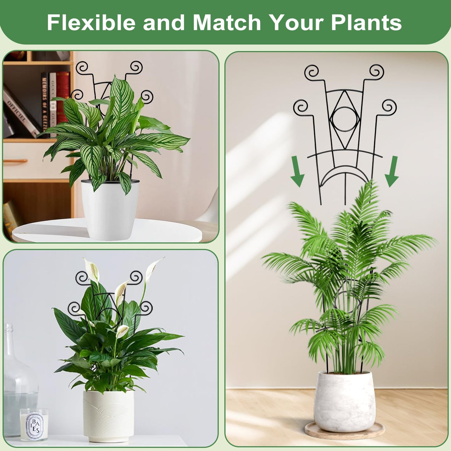Yhtpouqe Indoor Plant Trellis for Climbing Plants 2 Pack Small Garden Metal Support for Potted Plants Flowers Houseplants for Outdoor
