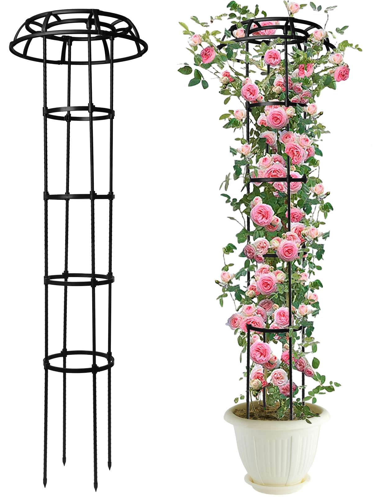 1 Pack Garden Trellis for Climbing Plants Outdoor, 65" Adjustable Mushroom Top Trellis, Umbrellas Plant Support Obelisk for Potted Plants Climbing Vine Rose Clematis Vegetable Indoor Outdoor