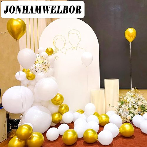Jonhamwelbor White Balloons - 12-Inch Matte Latex Helium Balloons | 100-Pack for Weddings, Birthdays & Baby Showers