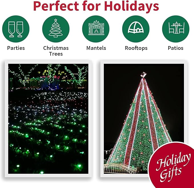 LAMPHOME 200 LED 66FT Green St Patricks Day String Lights, Christmas Fairy Lights with 16 Lighting Modes, String Mini Light Plug in for Indoor Outdoor Tree Garden Wedding Party Decoration