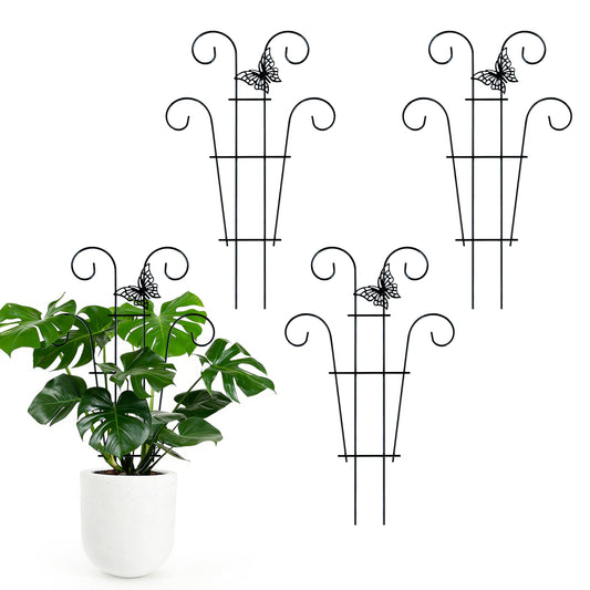 4 Pcs Butterfly Trellis for Potted Plants Indoor, 14.6 inch Small Garden Metal Trellis for Climbing Plants Outdoor, Stackable Pothos Plant Climber Support for Hoya Vine Ivy Flower Plant Support