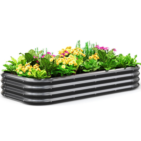 Quictent Galvanized Raised Garden Bed Kit, 6x3x1 ft Oval Metal Planter Box for Vegetables, Dark Grey