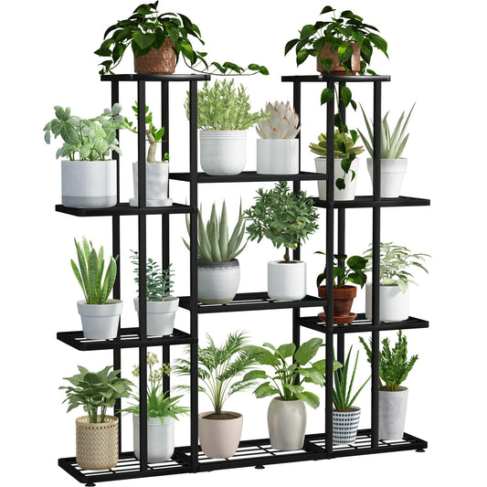 INGIORDAR Plant Stand Indoor Corner Tiered Metal Plant Organizer 4 Tier 10 Pot Ladder Flower Holder Display Multiple Plants for Window Garden Balcony Living Room, Black (6-Tier)