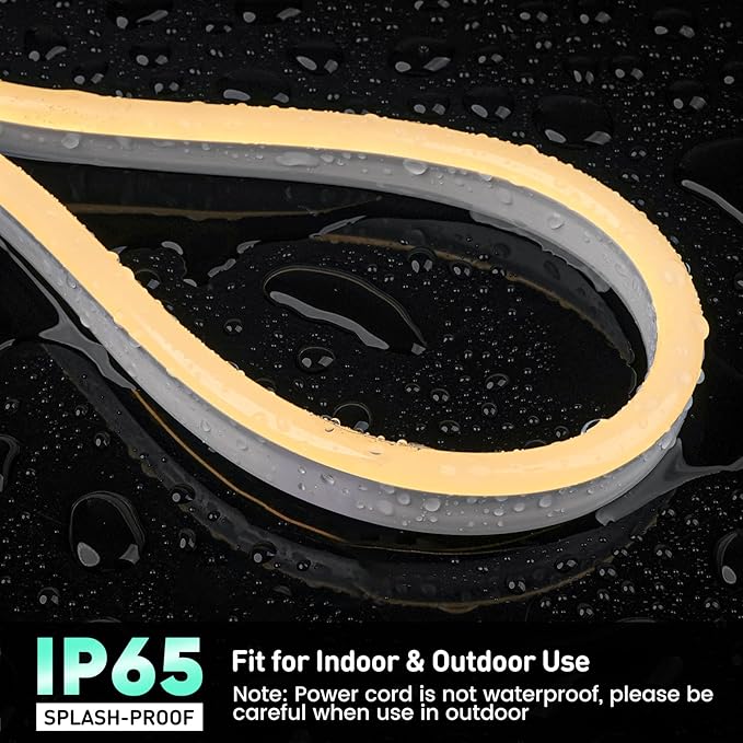 GZBtech Flexible LED Neon Rope Lights 50FT,AC 110-120V Waterproof Strip Light, 120 LEDs/M Cuttable Connectable Neon Lighting for Indoor Outdoor Home Decor/Commercial Use-Warm White 15M, ETL Listed