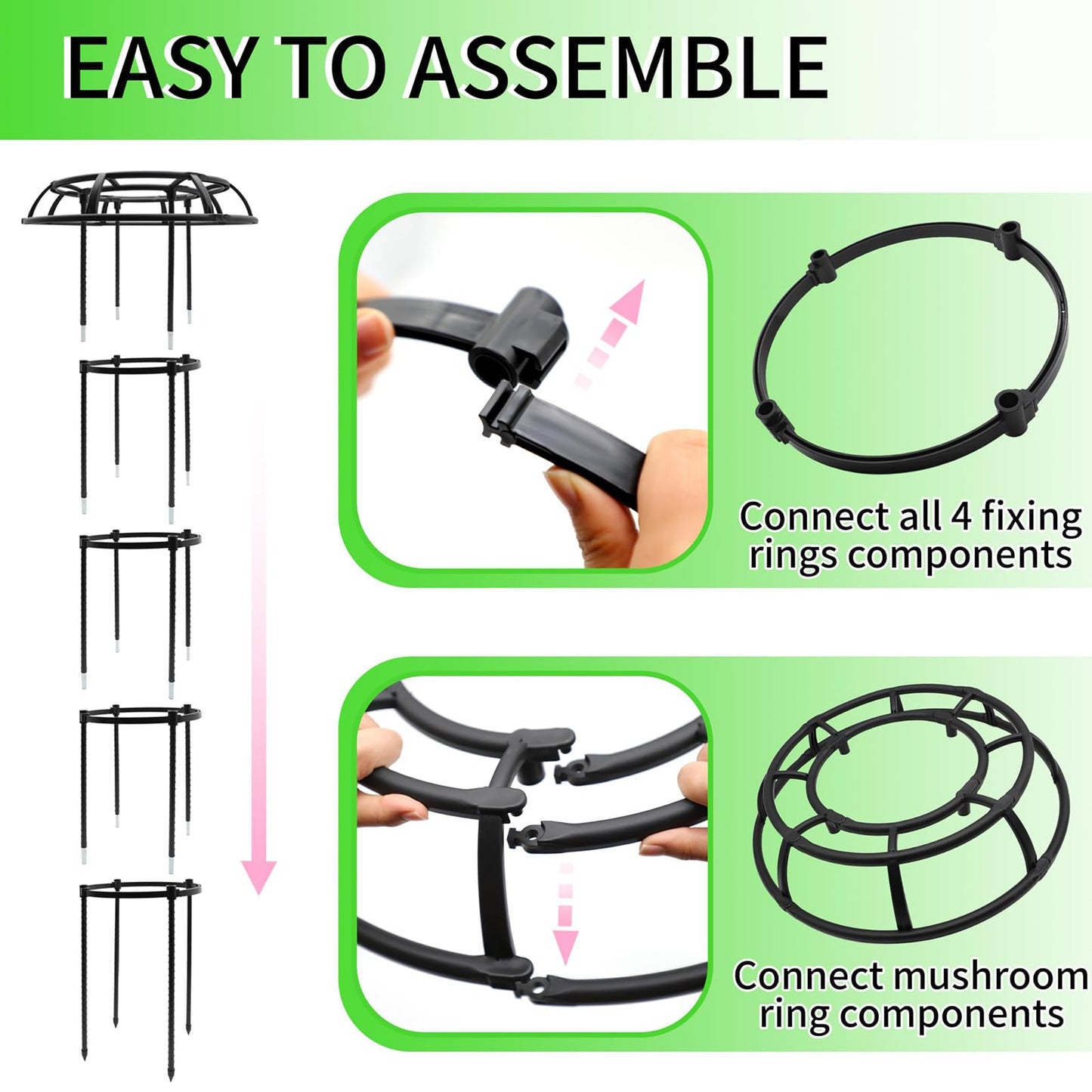 2-Pack 65-Inch Garden Trellis for Climbing Plants,Heavy-Duty Metal Obelisk with Mushroom Top,Stable Support for Potted Clematis,Tomato,Cucumber,Rose,Pea & Vine