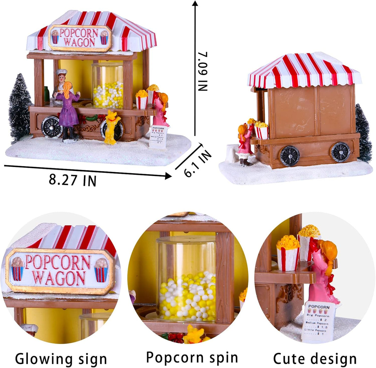 Skiennix Christmas Village Houses - LED Lighted Popcorn Village with 8 Music Features | Home Decor