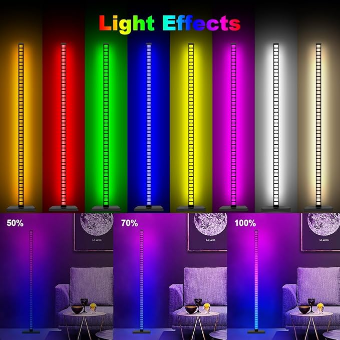 AKEPO Floor Light Smart RGBIC Music Melody Corner Floor Lamp, APP/Remote/Voice Control Dimmable Rhythm Pickup Light for Game Room, Bar, TV, Bedroom, Party (Compatible with Alexa & Google Assistant)