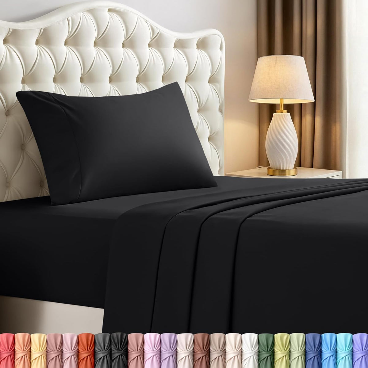 Utopia Bedding Twin Sheet Set - Soft Microfiber Bed Sheets for Twin Size Bed | 3-Piece Set in Black
