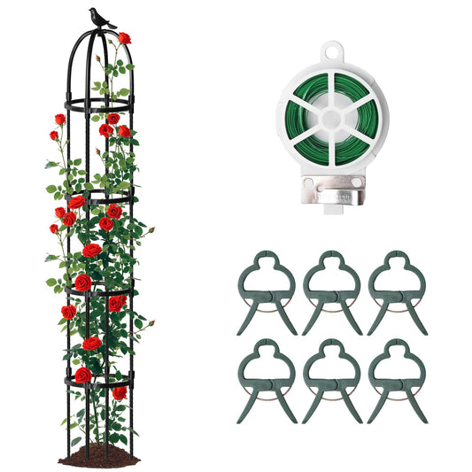 SDLDEER 1 Pcs 6.2FT Garden Obelisk Trellis for Climbing Plants Outdoor, Rustproof Metal Plant Flower Trellises,Garden Obelisk Trellis for Indoor Outdoor Flowers Vegetable Fruits Vines Support