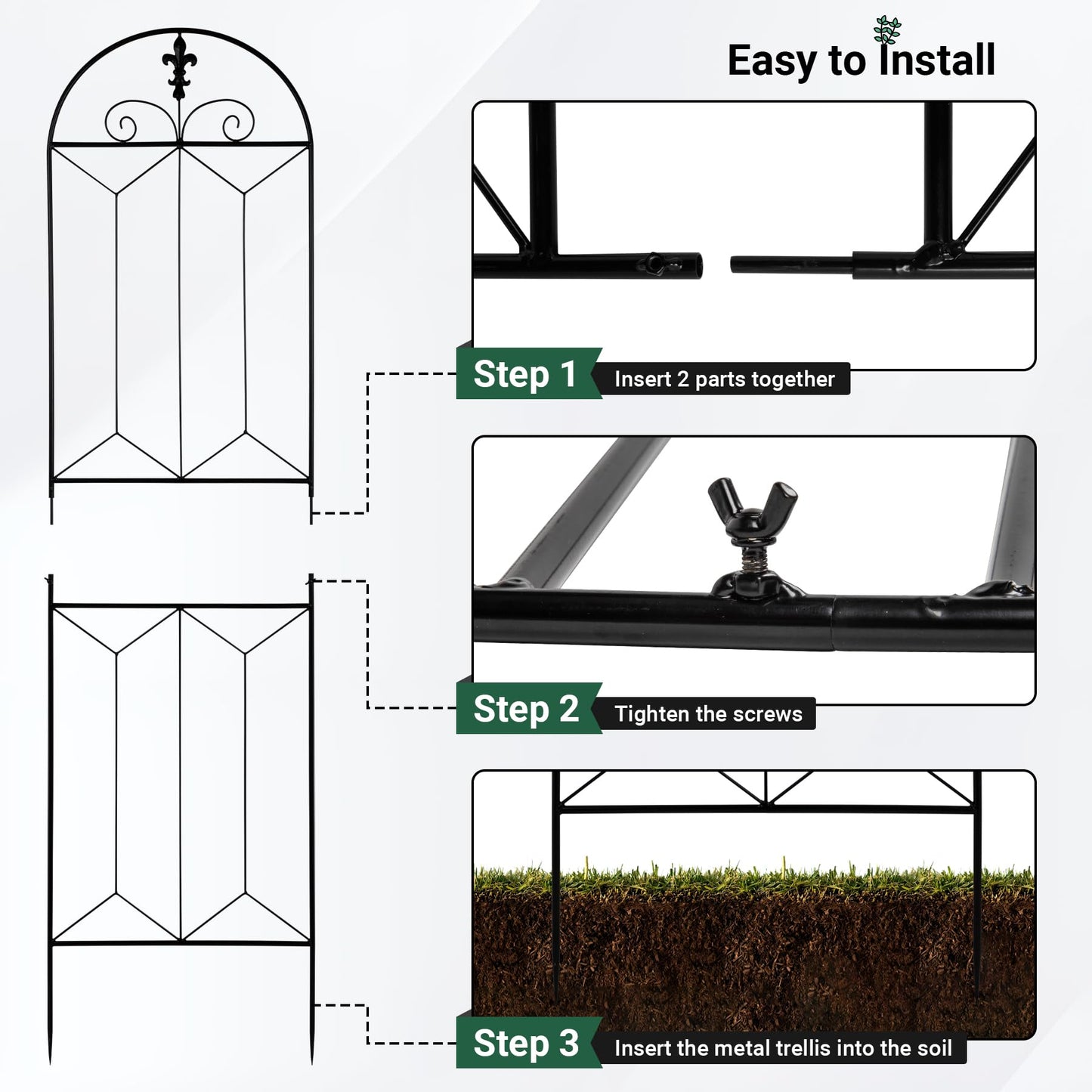 Toriexon Metal Trellis Outdoor 70.8" x 19.5", Trellis for Climbing Plants Outdoor, Rustproof Metal Garden Trellis for Vine Cucumbers, Vegetables, Flower Support