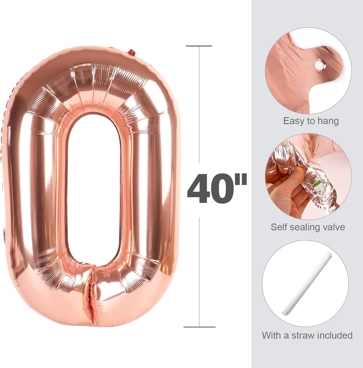 Numbers 26 Balloon - Rose Gold Digital Balloon for 26th Birthday Party | 40 Inch Decor for Engagements & Weddings
