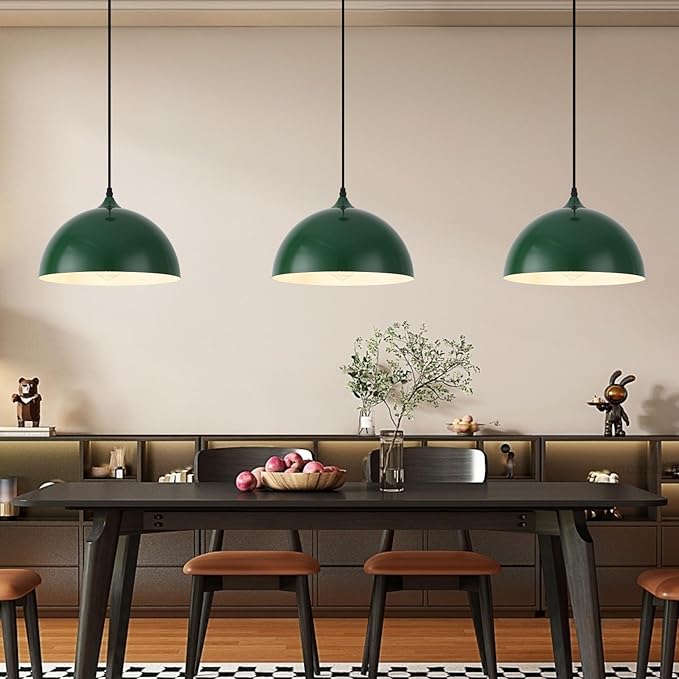 Green Pendant Lights, Dome Island Lights for Kitchen, Modern Pendant Lighting Over Kitchen Island, Pendant Light Fixtures for Dining Room, Living Room, Bar, Foyer, Sink