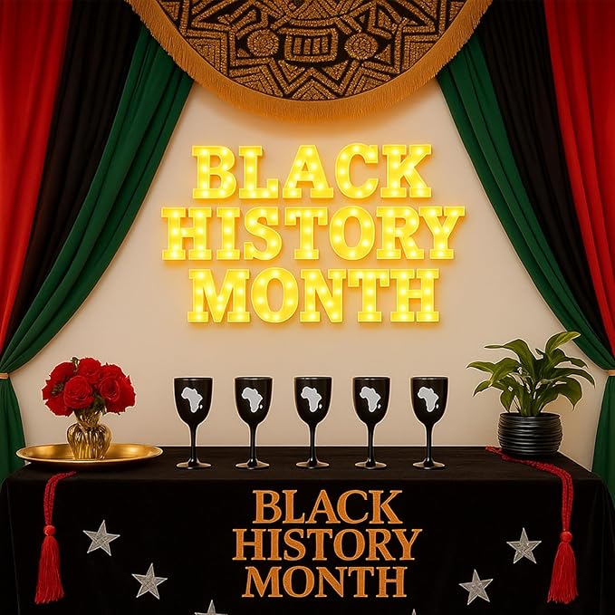 Honoson 17 Pcs Black History Month Decorations LED Letter Light Sign Cultural Theme Neon Event Signs Table Decor for African American Heritage Month Celebrations Home Decor