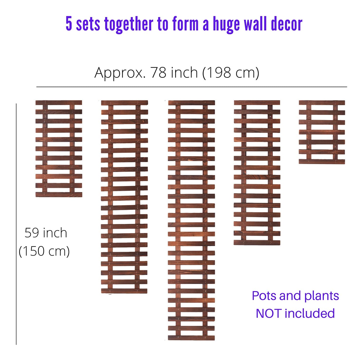 ShopLaLa Large Hanging Wall Planters for Indoor Plants - 5 Pack Wooden Wall Decor Bathroom Decorations Living Room Home Plant Shelves Vertical Garden Huge Unique Farmhouse Vintage Rustic 5 Sizes