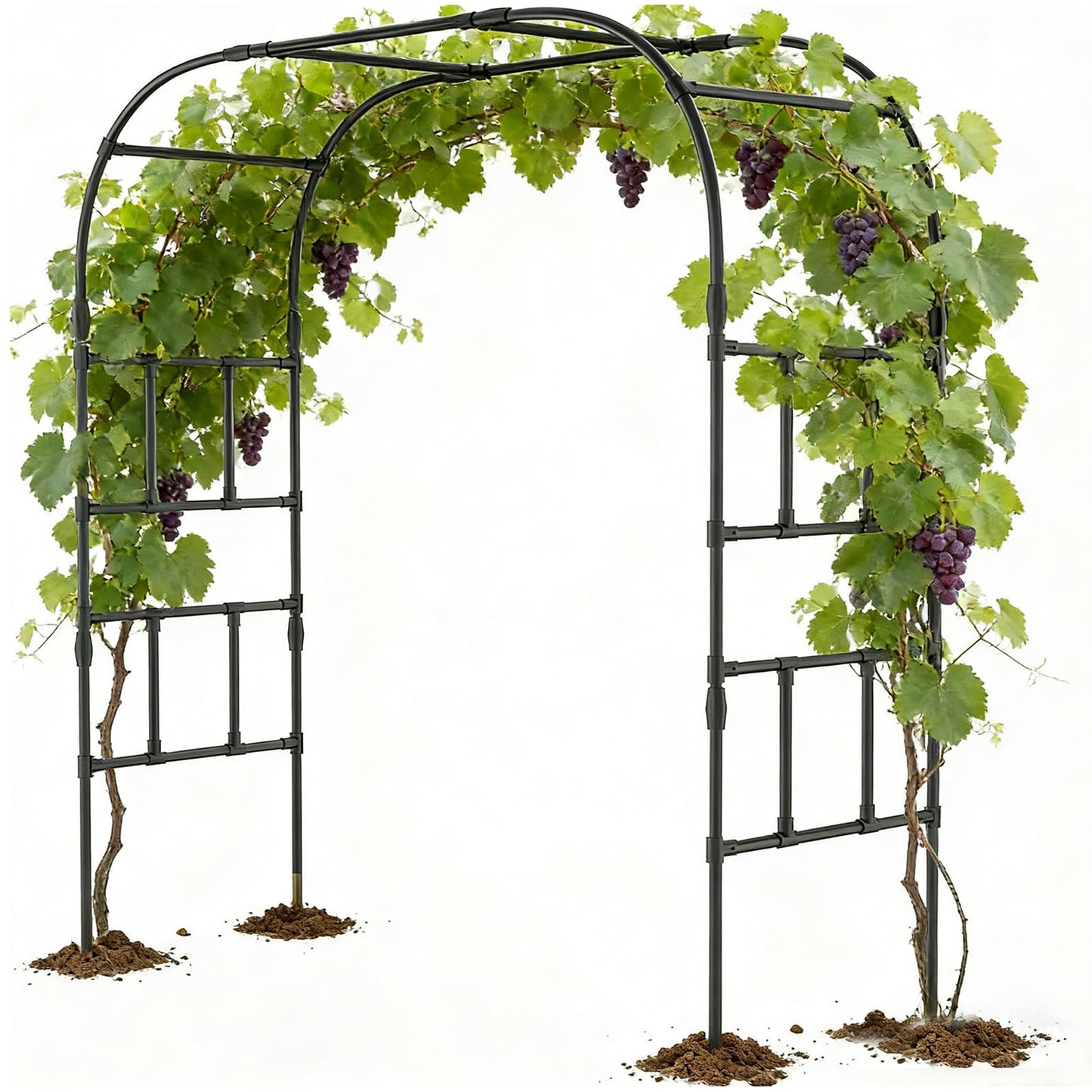 87in H Tall Garden Arch Trellis for Climbing Plants Outdoor, Large Plastic Coated Metal Cucumber Trellis Arbor Arch, Black Garden Archway Trellises Decoration for Lawn, Patio, Backyard