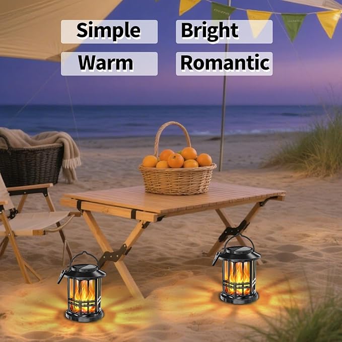 Solar Lanterns Outdoor Waterproof,Flickering Flame Landscape Lanterns ,Solar Powered Outdoor Hanging Lights Decor for Garden, Yard, Patio, Porch 4 Pack