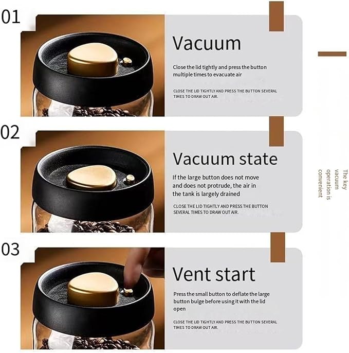 Colorful Coffee Vacuum Container Jars, Food Coffee Bean Storage Containers with Lids Airtight, Manual Vacuum Extraction Sealed Tank (Colorful, 900, Milliliters)