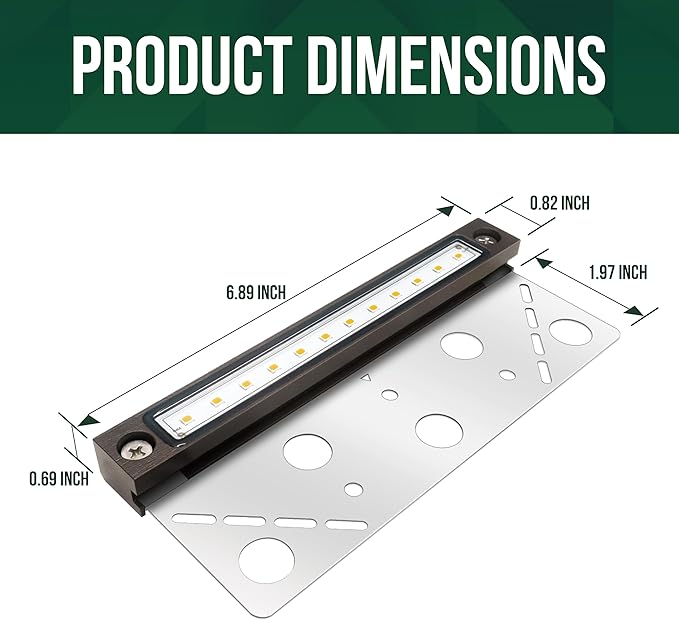 GKOLED 8 Pack 6.8 Inches LED Hardscape Lights, Low Voltage Retaining Wall Light Waterproof, 12V AC/DC Landscape Lighting, 1.5W 2700K, Classic Step Lights Outdoor, Die-cast Aluminum Housing
