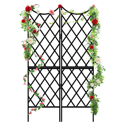 Newtay Giant Trellis for Climbing Plants, Rustproof Metal Vine Trellis with Black Coating Large Heavy Duty Plant Trellis for Outdoor Climbing Plants Vegetables Support (58'' X 36'',Stylish Style)