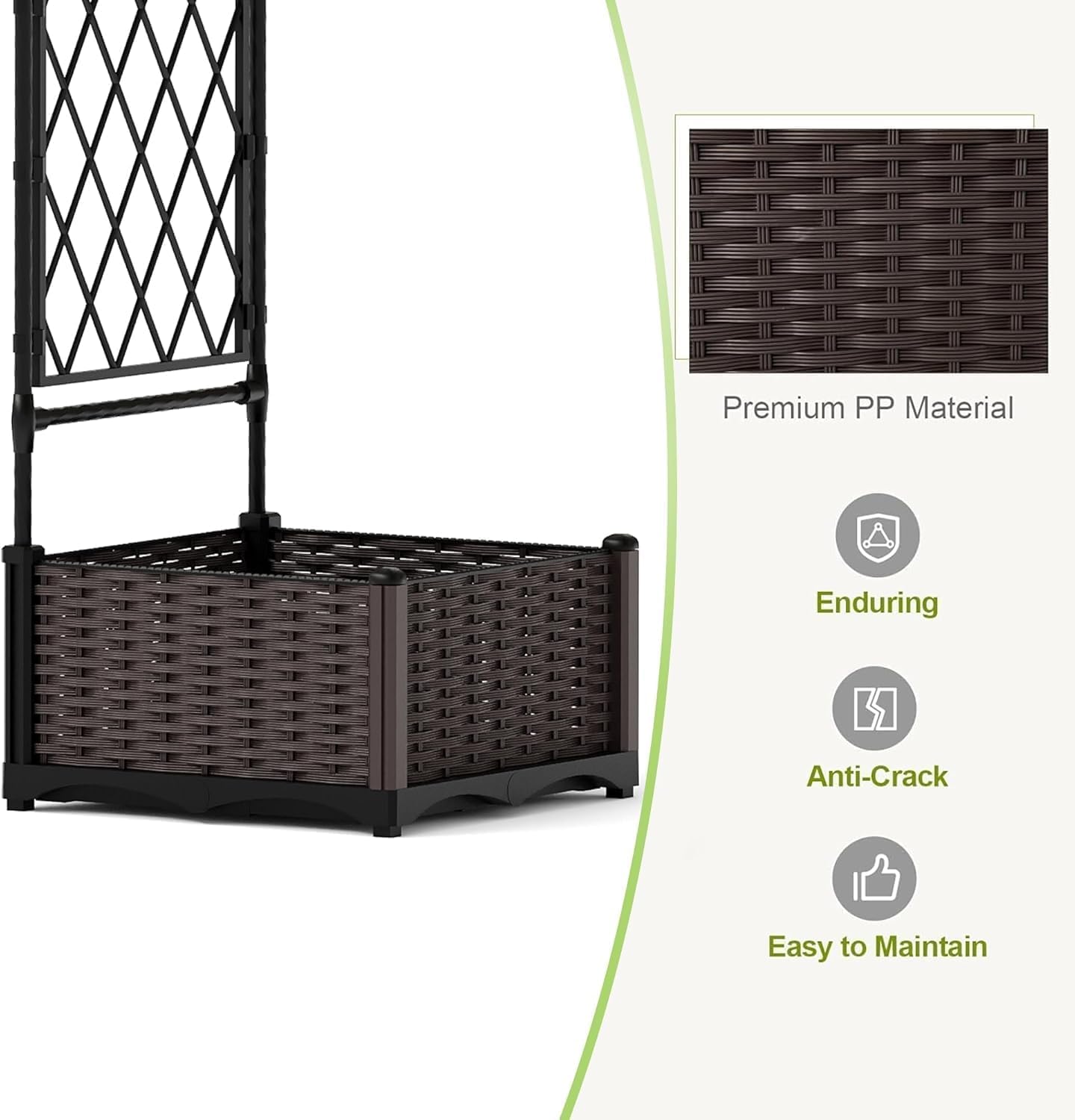 90.5" Garden Arbor with 2 Planter Boxes | PE-Coated Metal Arch Trellis for Climbing Plants, Rust-Resistant Wedding Archway & Decorative Lawn, Backyard Yard Frame | Weatherproof & Easy Assembly