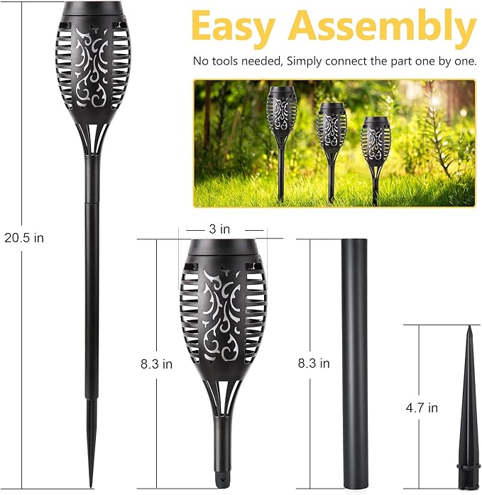 Solar Lights Outdoor Decorations, Upgraded Purple Flickering Flame, Waterproof Halloween Torch Lights, Tiki Torches for Outside Patio Pathway Decor, 6 Pack (18)