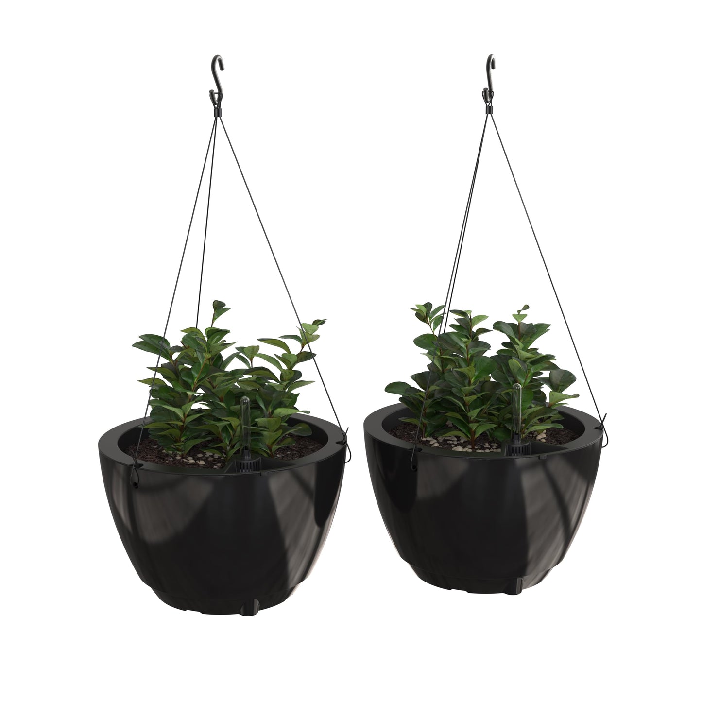 Mayne Caprio Self Watering Hanging Planter Set, 2 Pack - Sturdy, Lightweight Planters for Indoor and Outdoor Use, with Water Level Indicator and Drainage System, Basket for Flowers