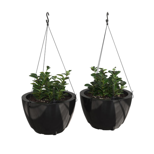 Mayne Caprio Self Watering Hanging Planter Set, 2 Pack - Sturdy, Lightweight Planters for Indoor and Outdoor Use, with Water Level Indicator and Drainage System, Basket for Flowers