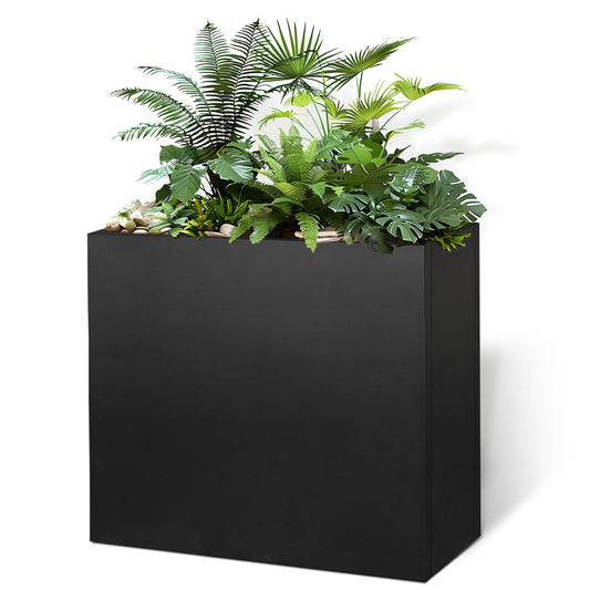 GZLVSOW Metal Rectangular Planter 30" L x 12" W x 24" H Tall Metal Planter Box with Removable Insert Shelf for Outdoor, Indoor, Garden (Black, 30 * 12 * 24)