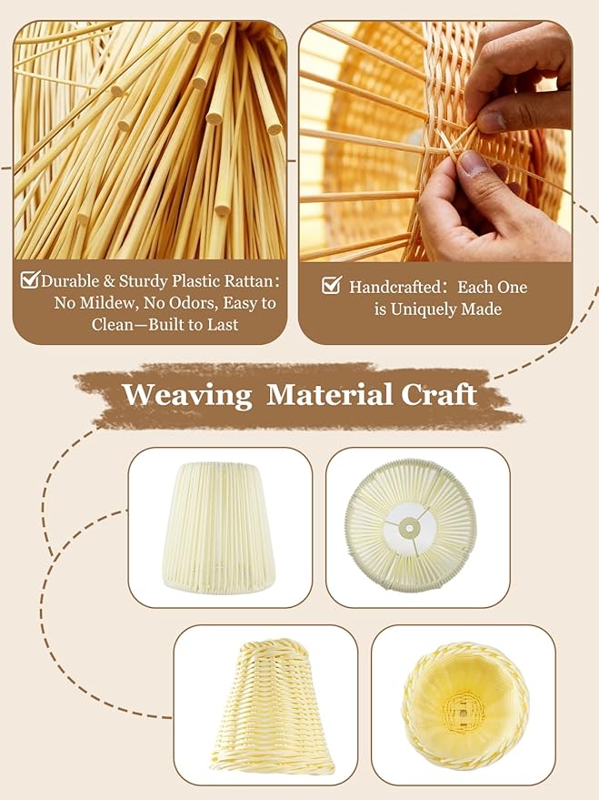 Boho Bow Rattan Table Lamp, Cordless Wicker Woven Vintage Table Lamp - LED Rechargeable Touch Control 3 Color Dimmable Reading Bedside Lamp for Bedroom Living Room Office, Home Outdoor Decor
