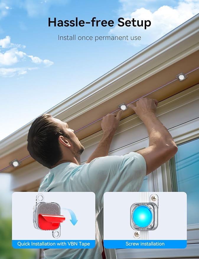 50FT Permanent Outdoor Lights -RGB Eaves Lights with App Control Remote,DIY Scene Modes IP67 Waterproof Outside LED Light for Christmas, Holiday, Daily, House Roof Eternity Lighting